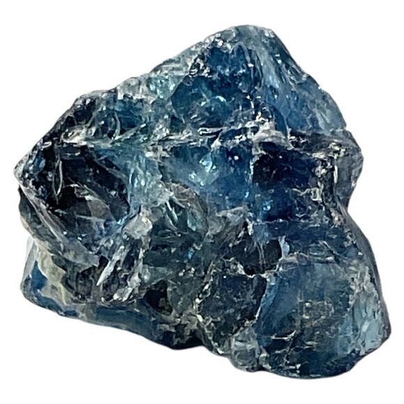 Cobalt Satin Blue Layered Art Glass Cullet Glowing Manganese Slag Glass #5GL38 - Picture 5 of 6